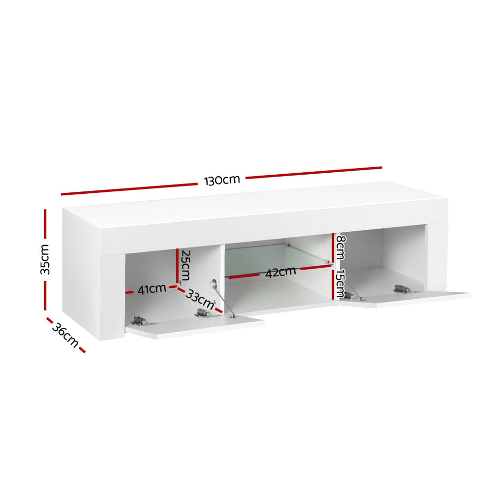 Artiss Entertainment Unit TV Cabinet LED 130cm White Angus-Entertainment Units-PEROZ Accessories
