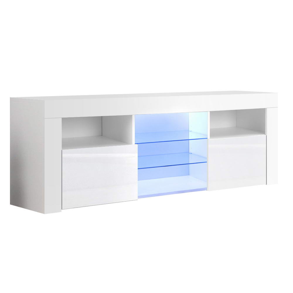 Artiss Entertainment Unit TV Cabinet LED 145cm White Angus-Entertainment Units-PEROZ Accessories