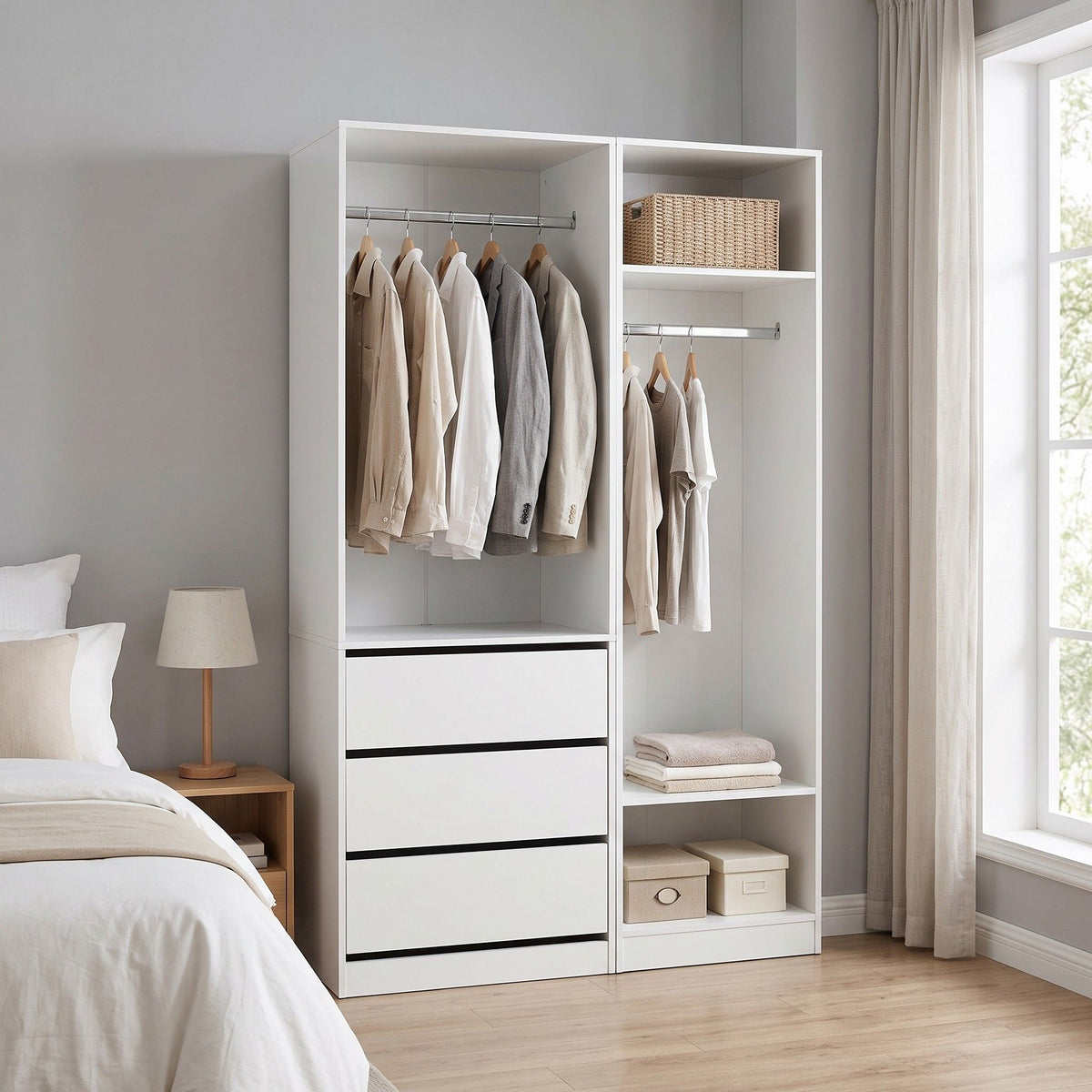 Artiss 2X Wardrobe Clothes Closet Storage Organiser Armoire White-Home & Garden > Storage > Clothing & Wardrobe Storage-PEROZ Accessories