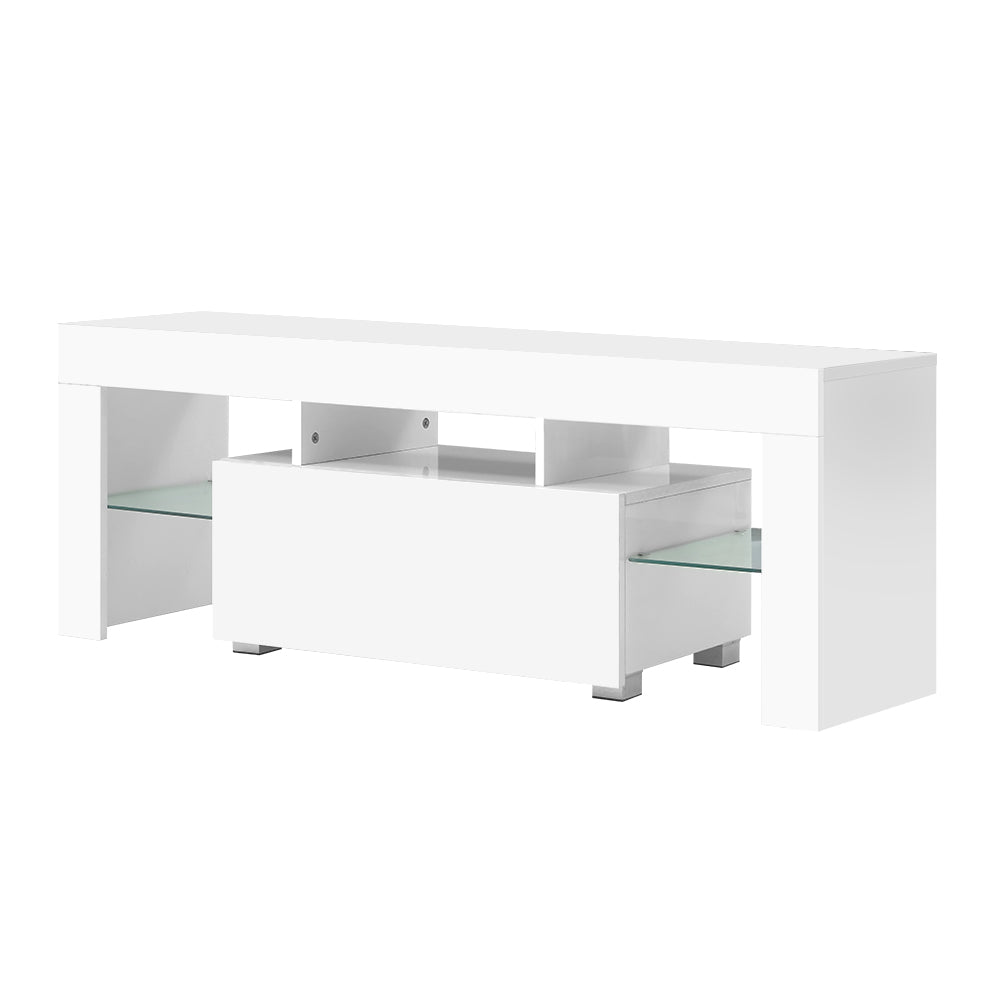 Artiss Entertainment Unit TV Cabinet LED 130cm White Elo-Entertainment Units-PEROZ Accessories