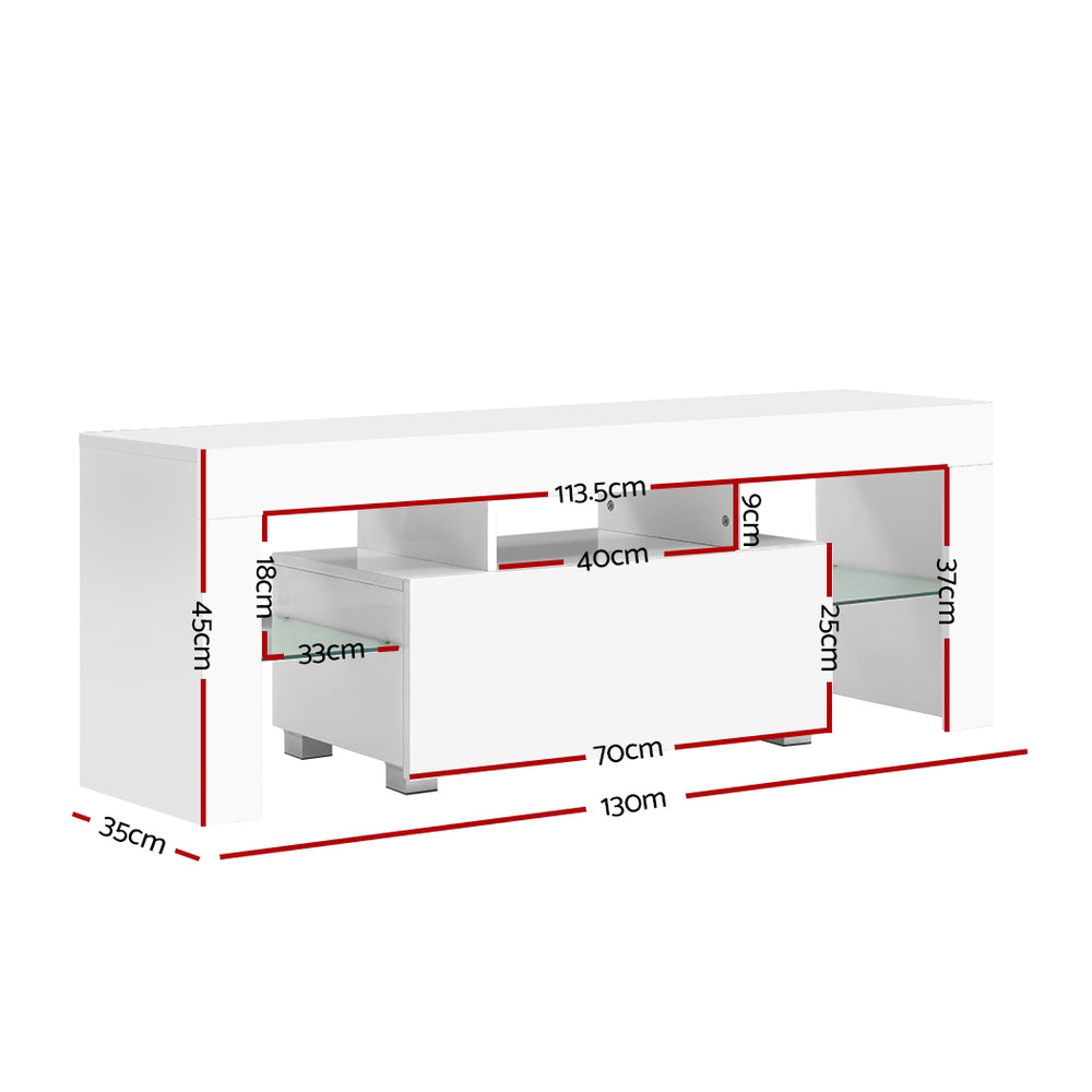 Artiss Entertainment Unit TV Cabinet LED 130cm White Elo-Entertainment Units-PEROZ Accessories