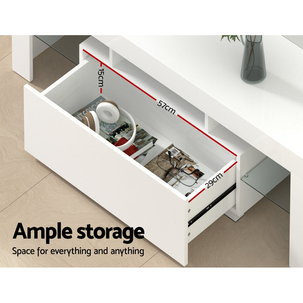 Artiss Entertainment Unit TV Cabinet LED 130cm White Elo-Entertainment Units-PEROZ Accessories