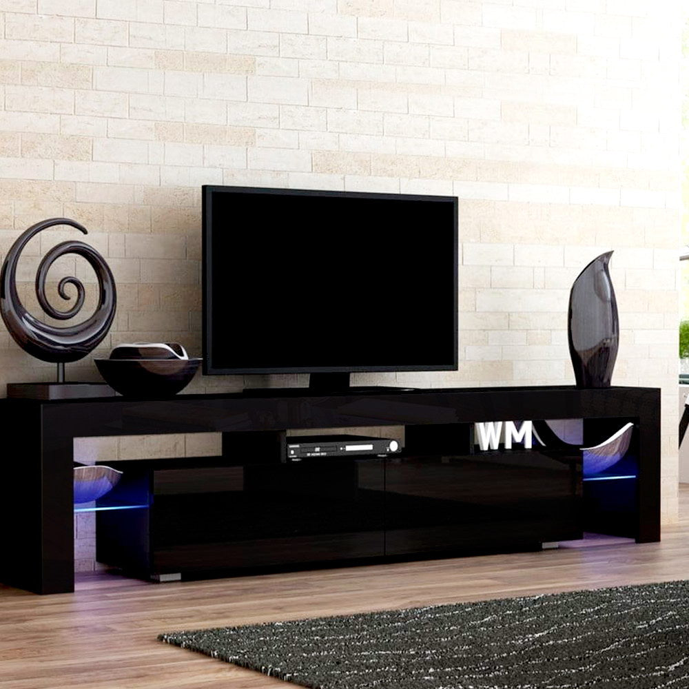 Artiss Entertainment Unit TV Cabinet LED 189cm Black Elo-Entertainment Units-PEROZ Accessories