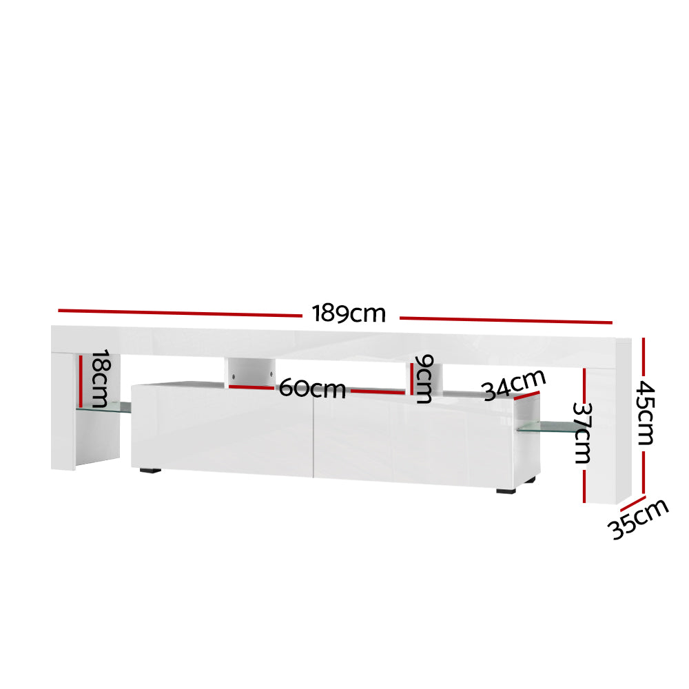 Artiss Entertainment Unit TV Cabinet LED 189cm White Elo-Entertainment Units-PEROZ Accessories