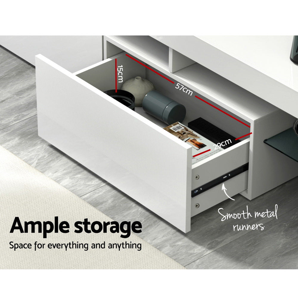 Artiss Entertainment Unit TV Cabinet LED 189cm White Elo-Entertainment Units-PEROZ Accessories