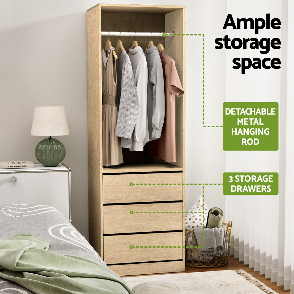Artiss Wardrobe Clothes Closet Storage Organizer Pine-Home & Garden > Storage > Clothing & Wardrobe Storage-PEROZ Accessories