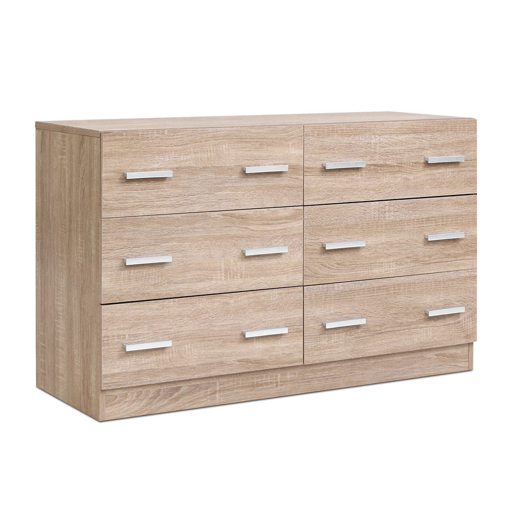 Artiss 6 Chest of Drawers - VEDA Pine-Furniture > Living Room-PEROZ Accessories