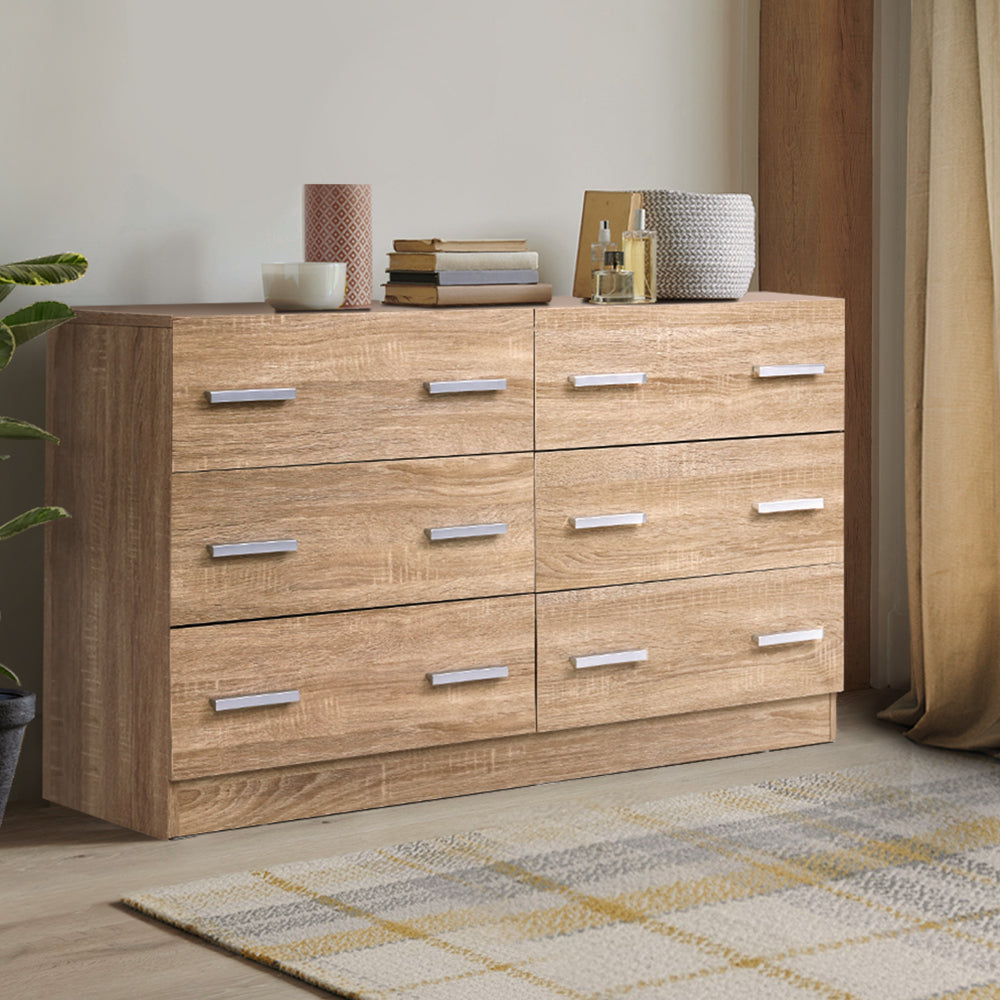 Artiss 6 Chest of Drawers - VEDA Pine-Furniture > Living Room-PEROZ Accessories