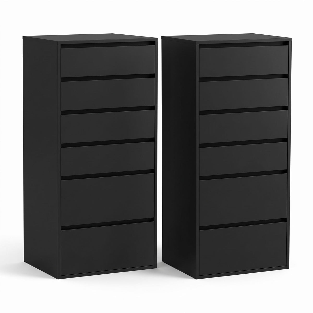 Artiss 2x Chest of 6 Drawers Dresser Tallboy Black-Furniture > Bedroom > Dressers-PEROZ Accessories