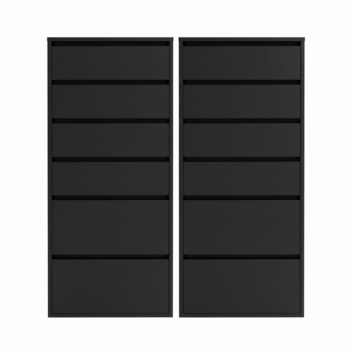 Artiss 2x Chest of 6 Drawers Dresser Tallboy Black-Furniture > Bedroom > Dressers-PEROZ Accessories
