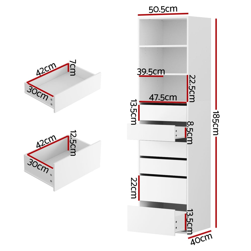 Artiss 6 Chest of Drawers Tallboy Cabinet White-Furniture > Bedroom > Dressers-PEROZ Accessories