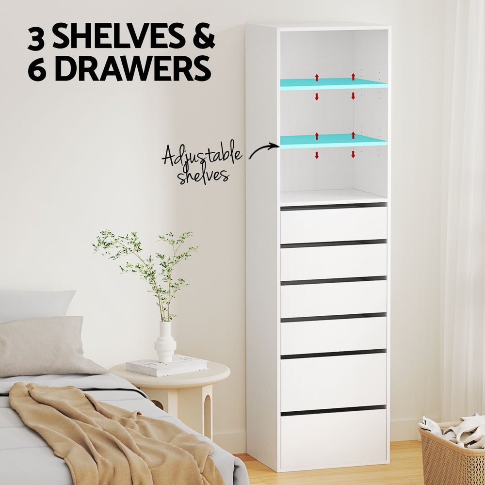Artiss 6 Chest of Drawers Tallboy Cabinet White-Furniture > Bedroom > Dressers-PEROZ Accessories