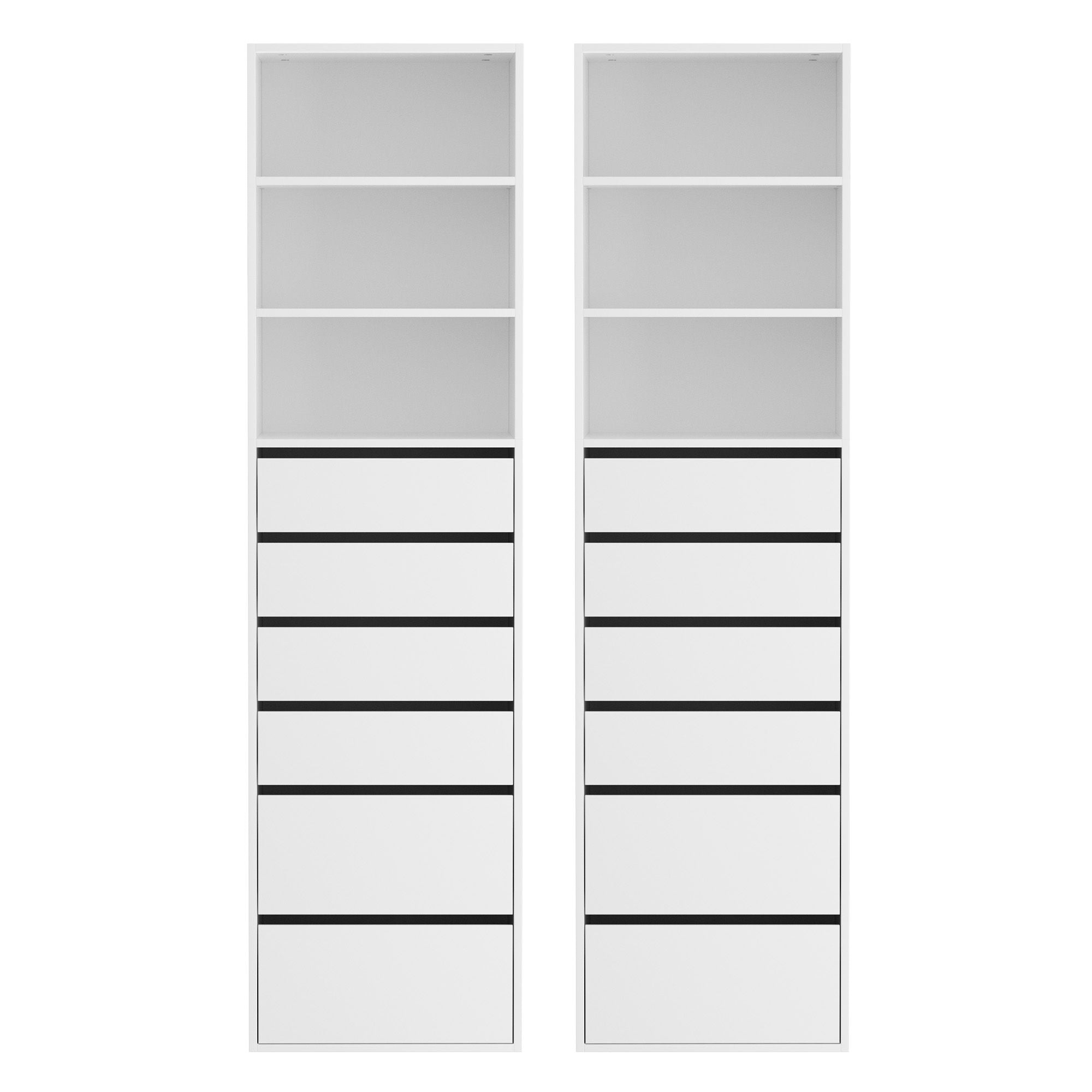 Artiss 2x Chest of 6 Drawers Tallboy Cabinet Adjustable Shelf White-Furniture > Bedroom > Dressers-PEROZ Accessories