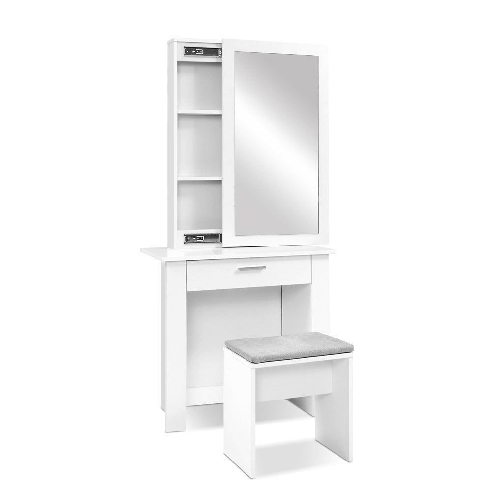 Artiss Dressing Table Stool Set Sliding Mirror White Demi-Dressing Tables-PEROZ Accessories
