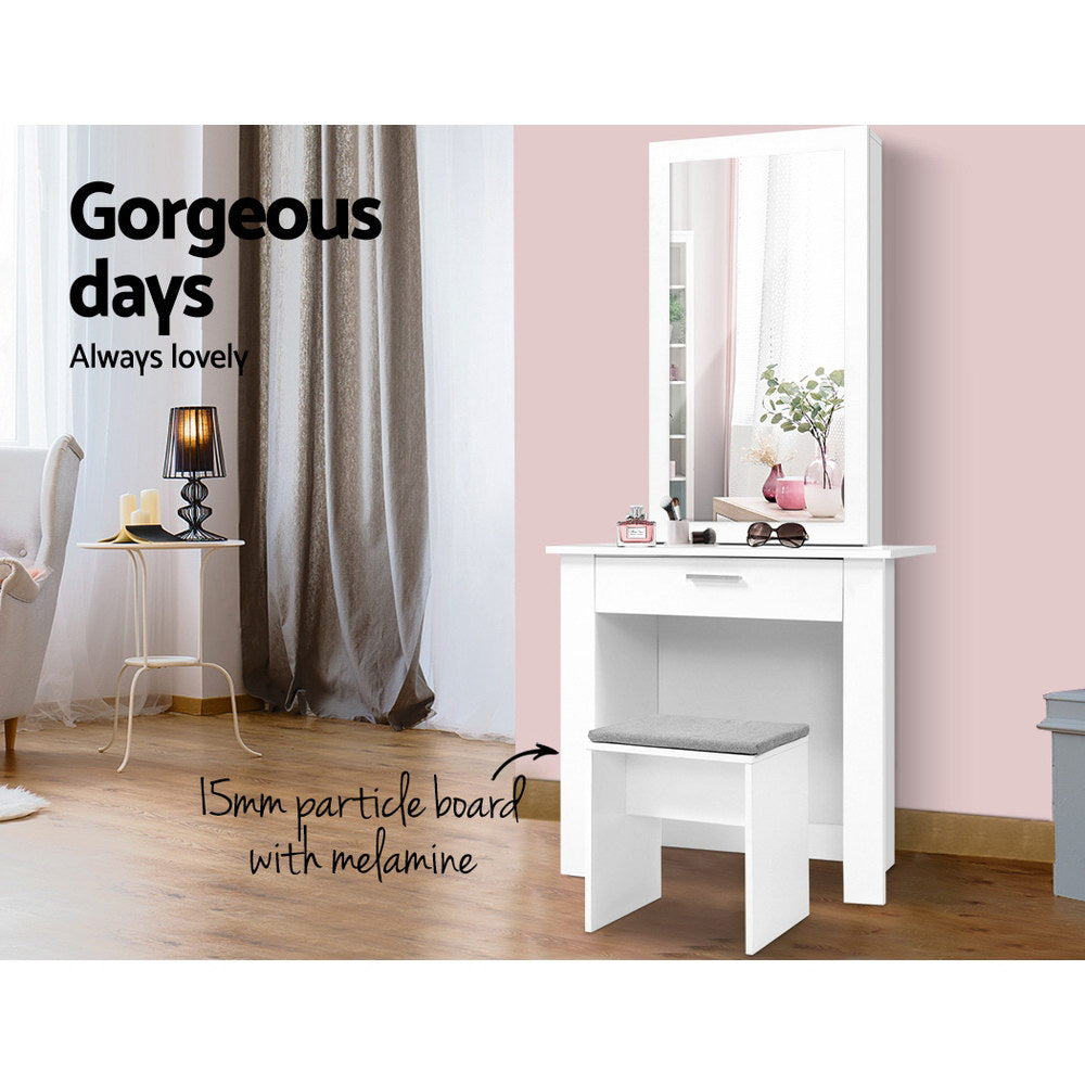 Artiss Dressing Table Stool Set Sliding Mirror White Demi-Dressing Tables-PEROZ Accessories