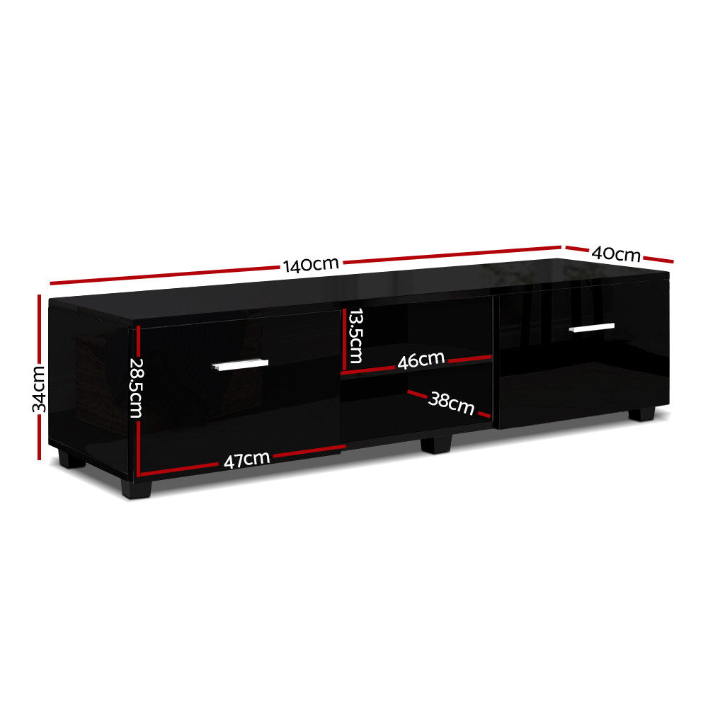 Artiss Entertainment Unit TV Cabinet 140cm Black Jim-Entertainment Units-PEROZ Accessories