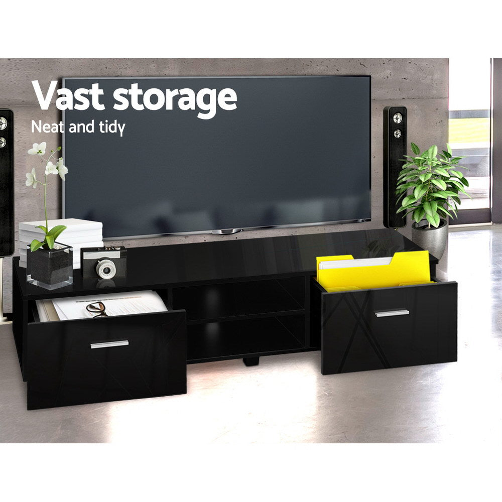 Artiss Entertainment Unit TV Cabinet 140cm Black Jim-Entertainment Units-PEROZ Accessories