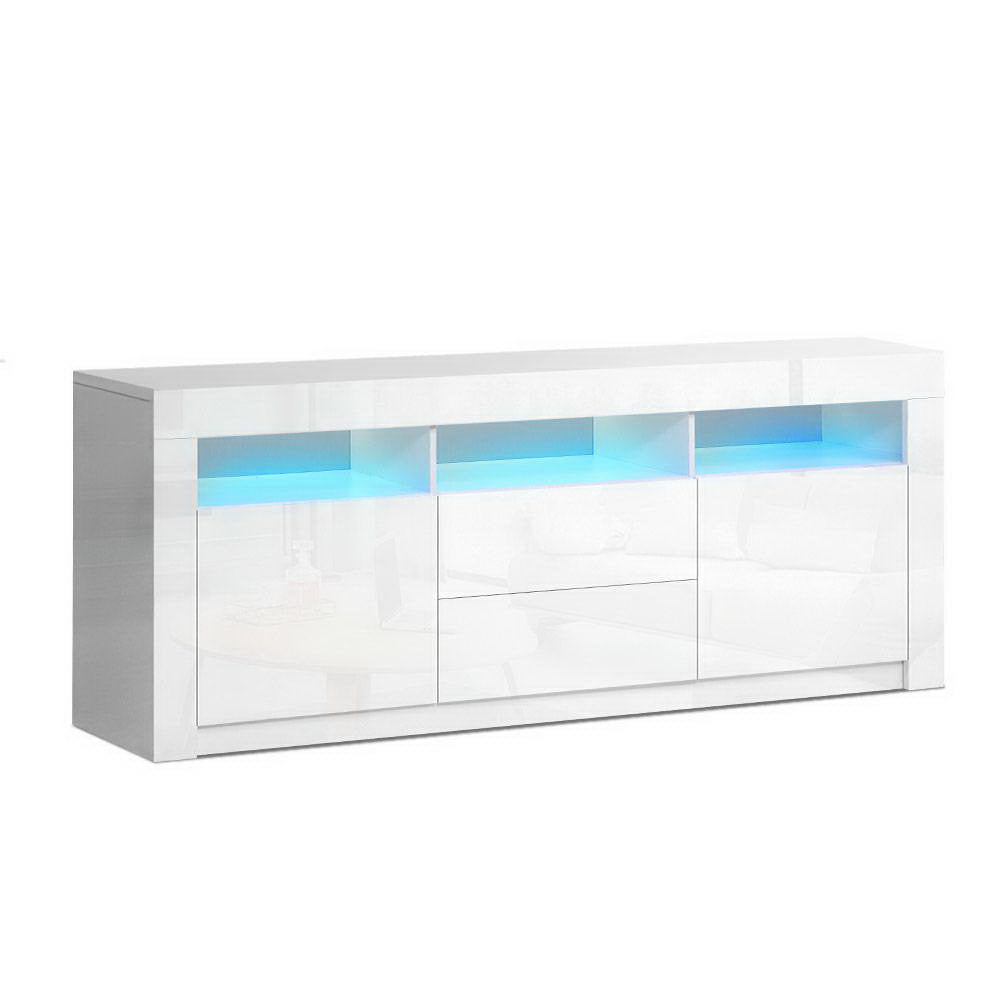 Artiss Entertainment Unit TV Cabinet LED 160cm White Anna-Entertainment Units-PEROZ Accessories