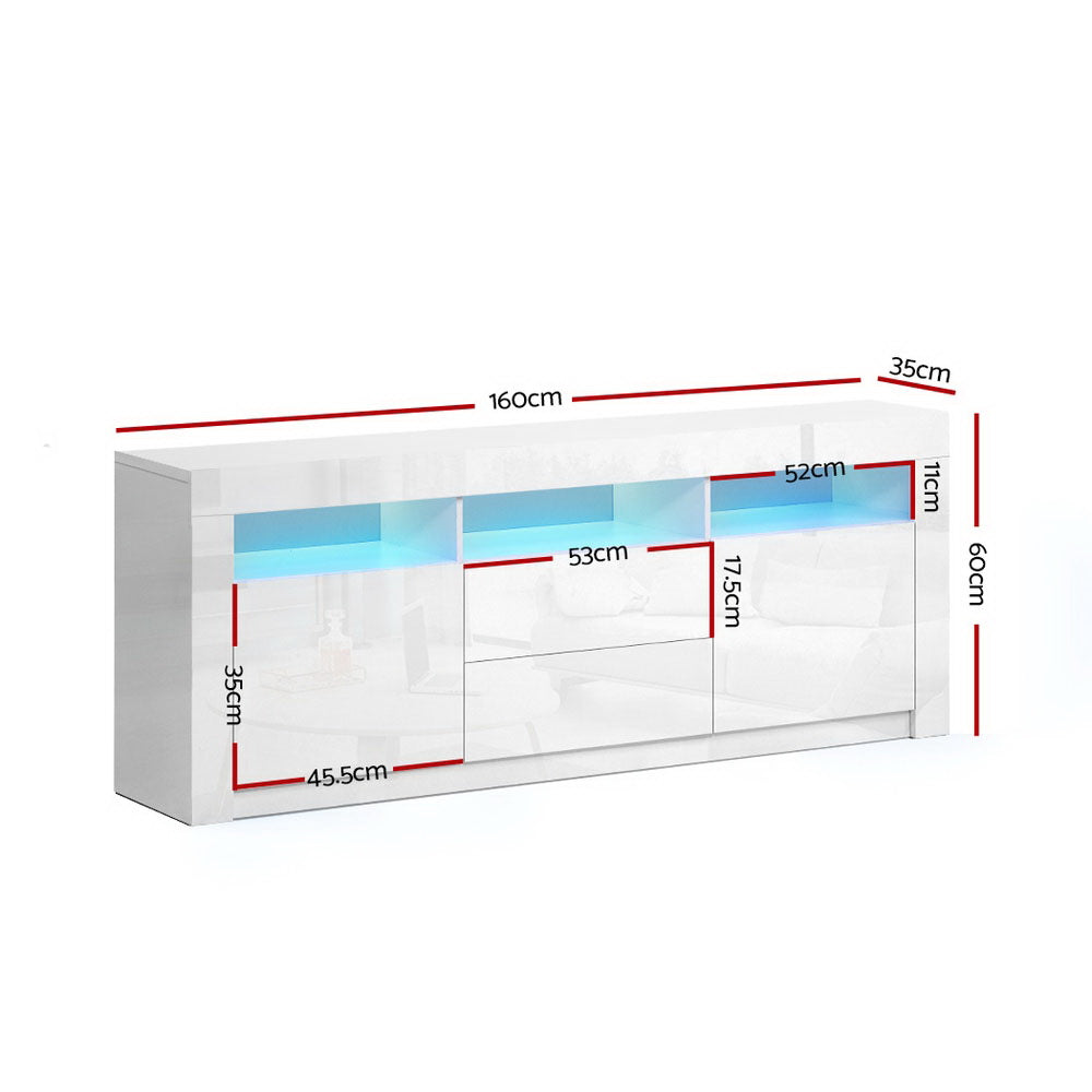 Artiss Entertainment Unit TV Cabinet LED 160cm White Anna-Entertainment Units-PEROZ Accessories