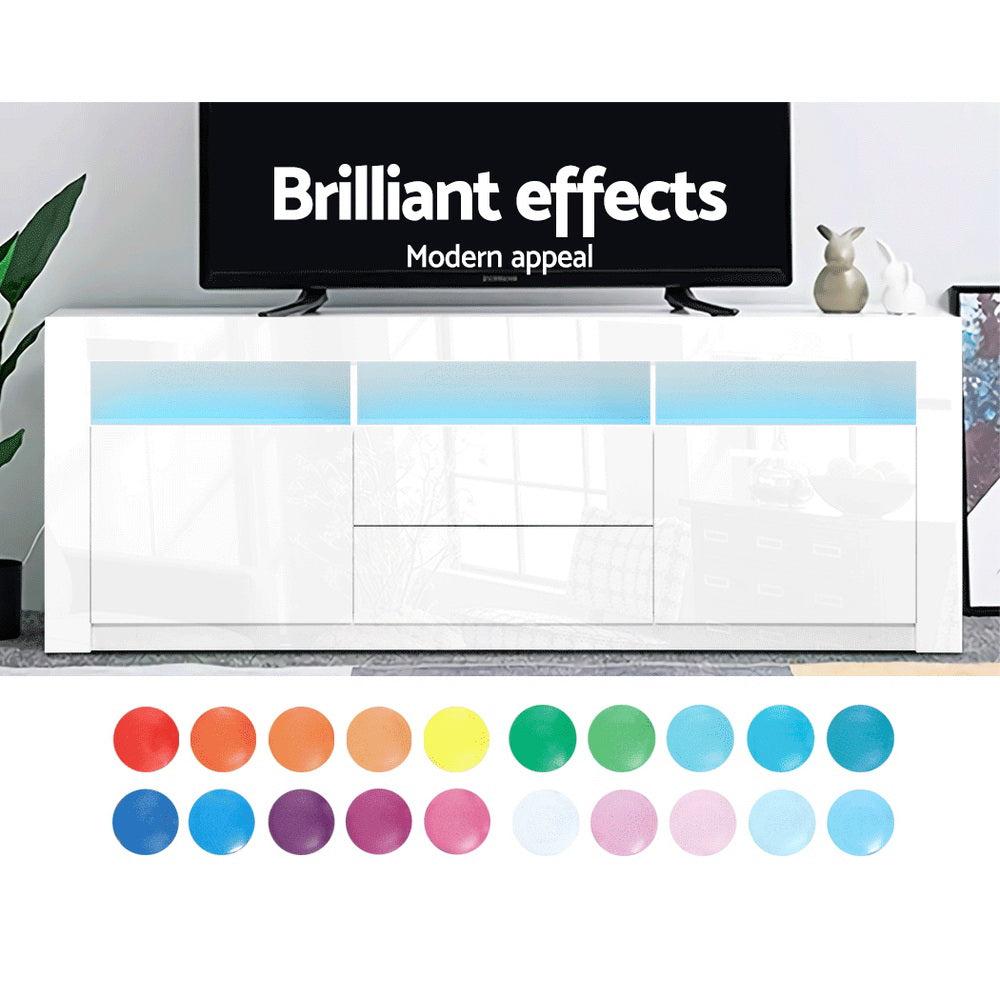 Artiss Entertainment Unit TV Cabinet LED 160cm White Anna-Entertainment Units-PEROZ Accessories