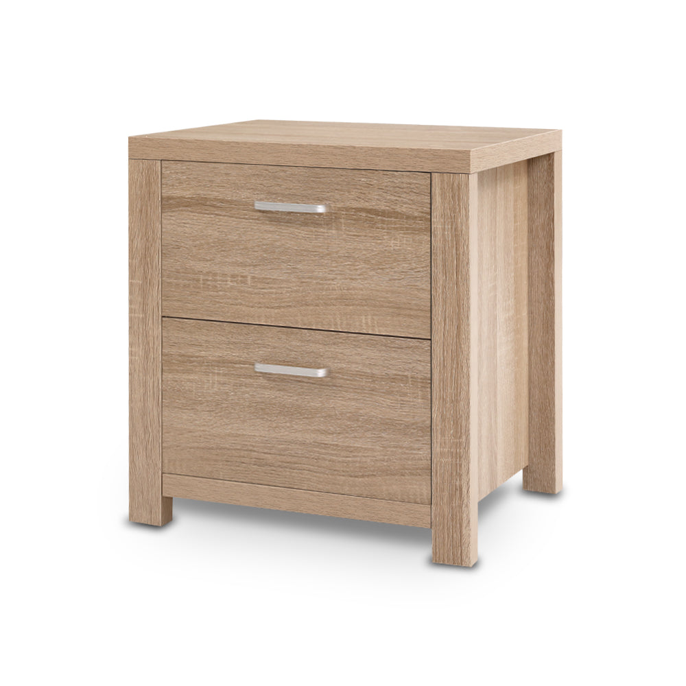Artiss Bedside Table 2 Drawers - MAXI Pine-Bedside Tables-PEROZ Accessories