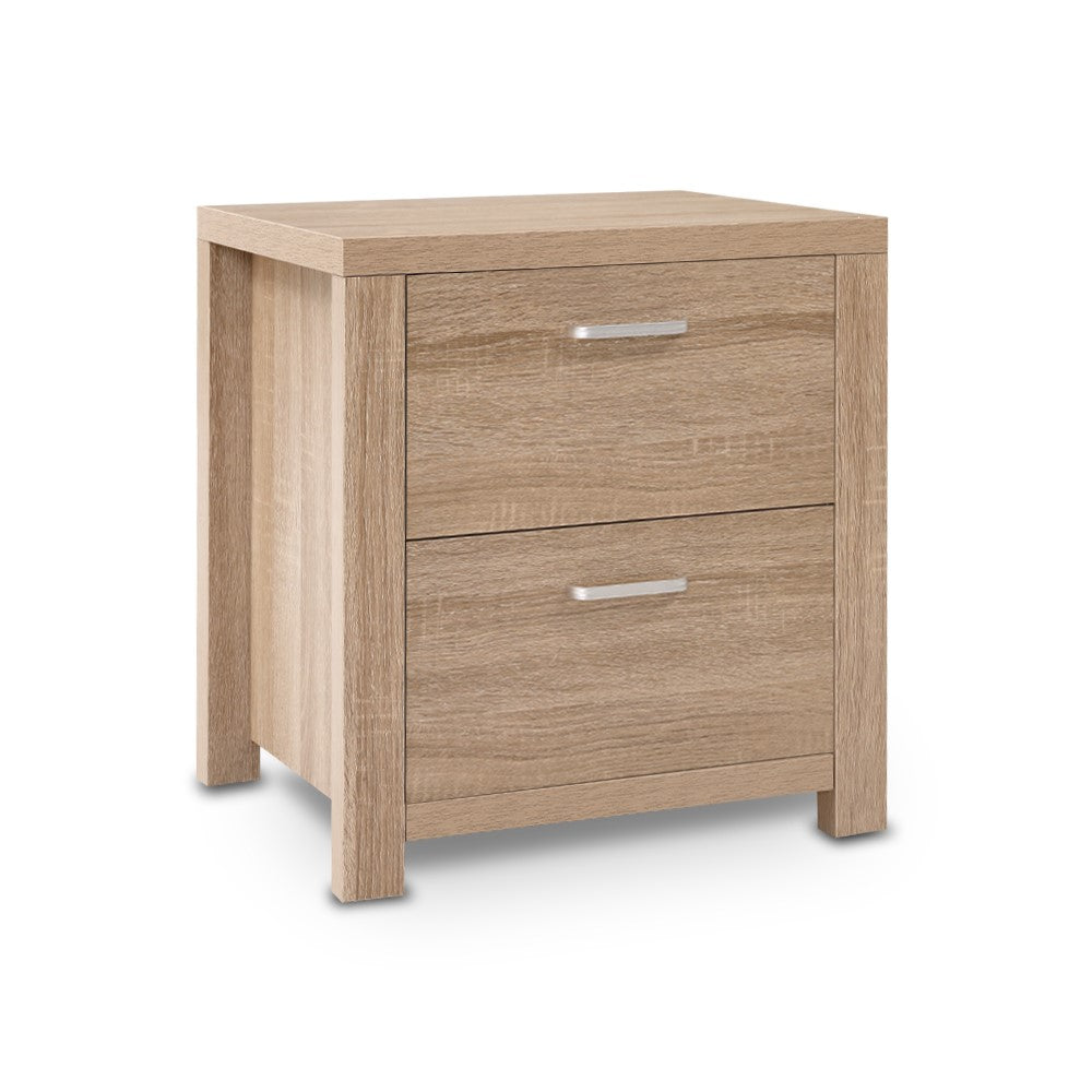 Artiss Bedside Table 2 Drawers - MAXI Pine-Bedside Tables-PEROZ Accessories