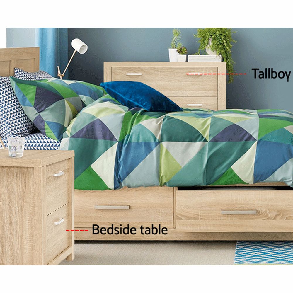 Artiss 2x Bedside Table 2 Drawers - MAXI Pine-Furniture > Bedroom > Bedside Tables-PEROZ Accessories