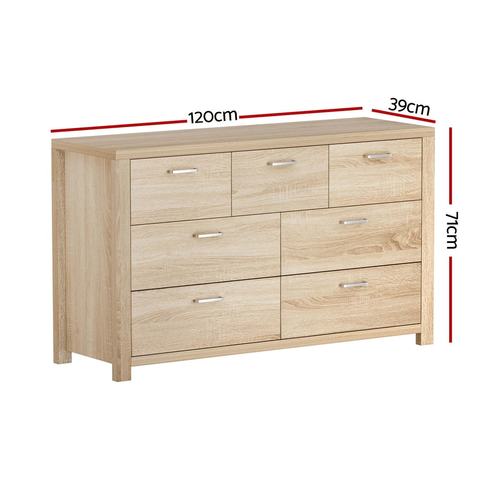 Artiss 7 Chest of Drawers - MAXI Pine-Furniture > Bedroom-PEROZ Accessories