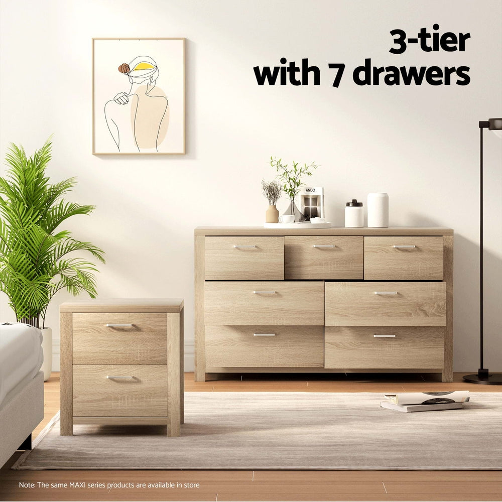 Artiss 7 Chest of Drawers - MAXI Pine-Furniture > Bedroom-PEROZ Accessories