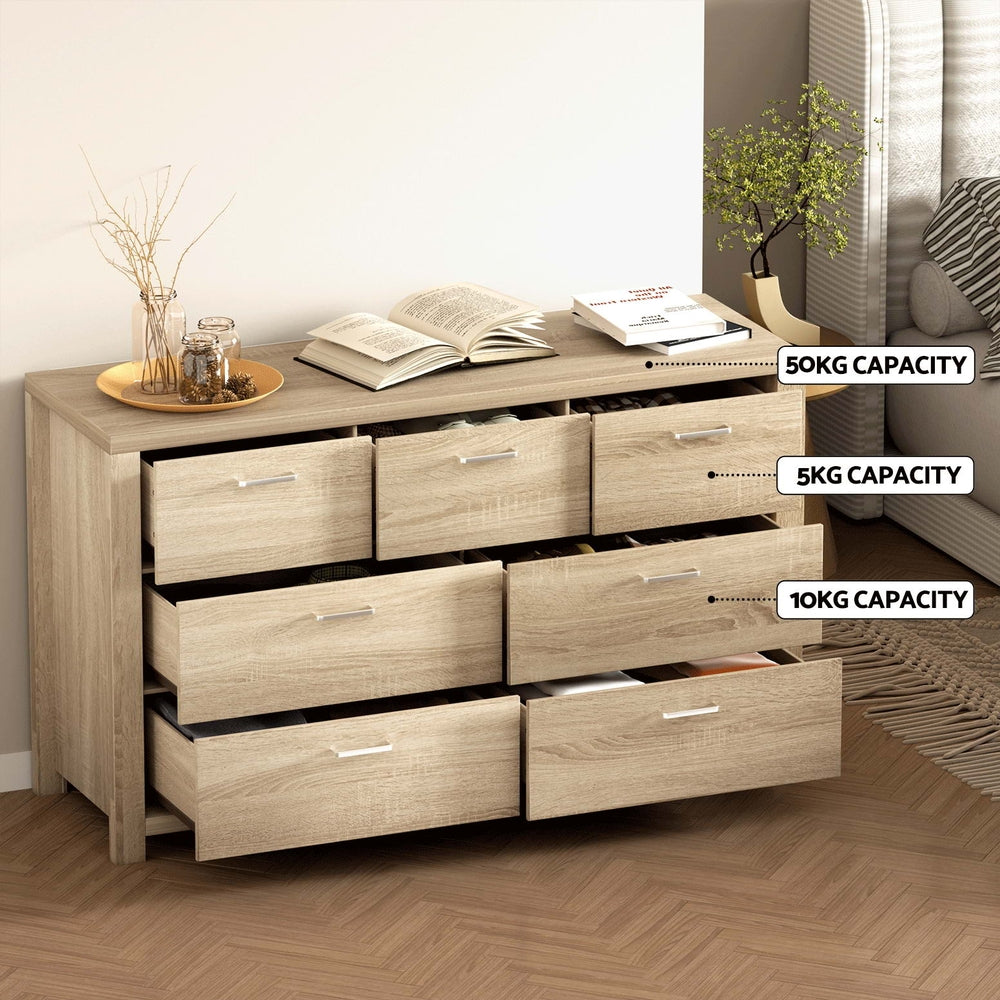 Artiss 7 Chest of Drawers - MAXI Pine-Furniture > Bedroom-PEROZ Accessories