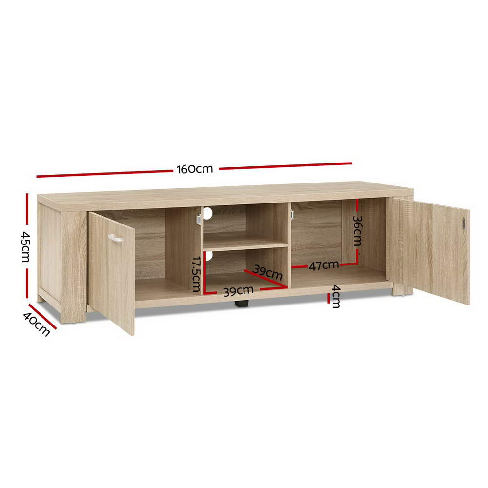 Artiss TV Cabinet Entertainment Unit 160cm Oak Maxi-Entertainment Units-PEROZ Accessories