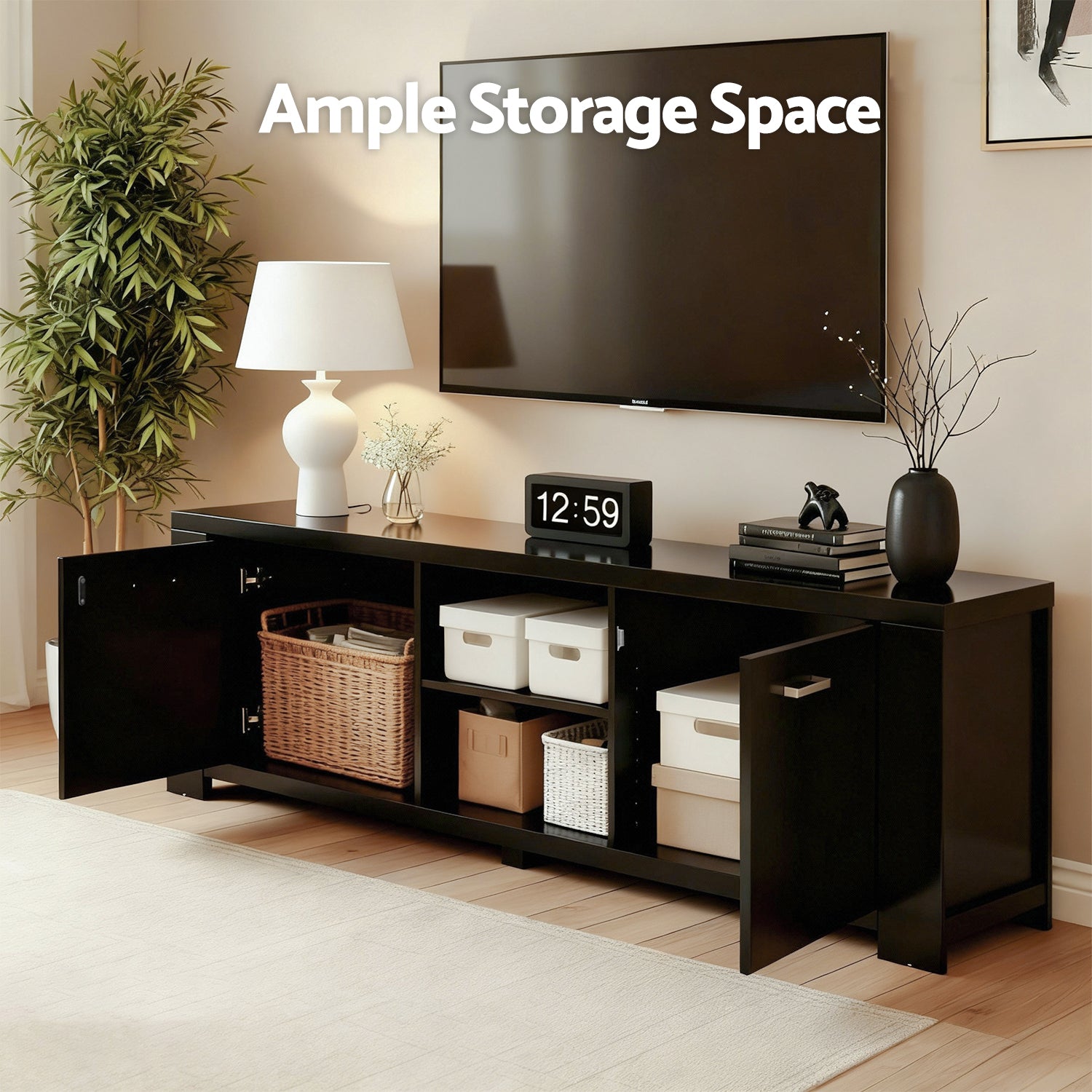 Artiss TV Cabinet Entertainment Unit 160cm Black Maxi-Furniture > Living Room > TV Units-PEROZ Accessories