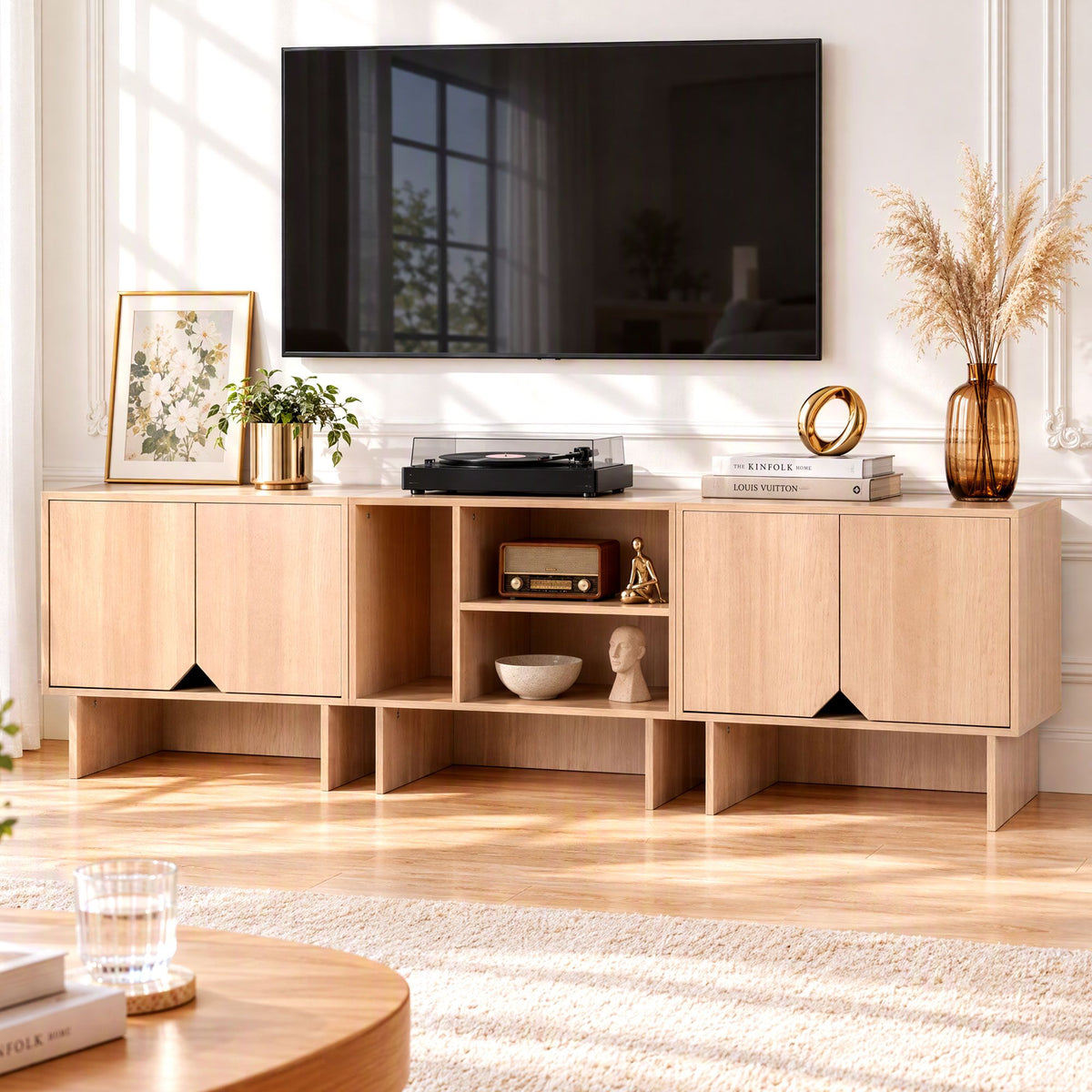 Artiss Modular TV Unit Storage Cabinet Adjustable Shelf Robot-Vac Friendly Pine-Furniture > Living Room > TV Units-PEROZ Accessories