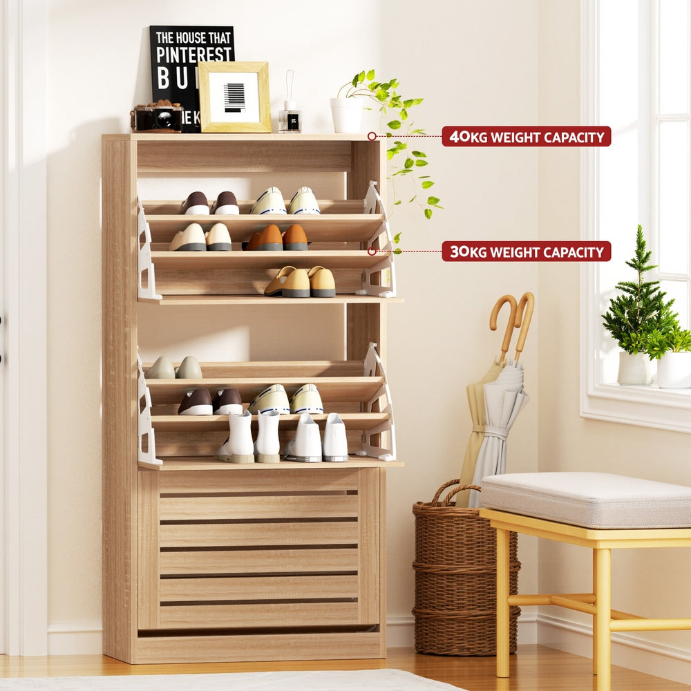 Artiss Shoe Cabinet Storage Drawer 45 Pairs Pine-Furniture > Living Room > Shoe Storage-PEROZ Accessories