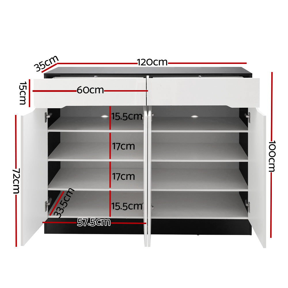 Artiss Shoe Rack Cabinet Storage 120cm w/ Drawer - White Lydia-Shoe Storage Cabinets-PEROZ Accessories