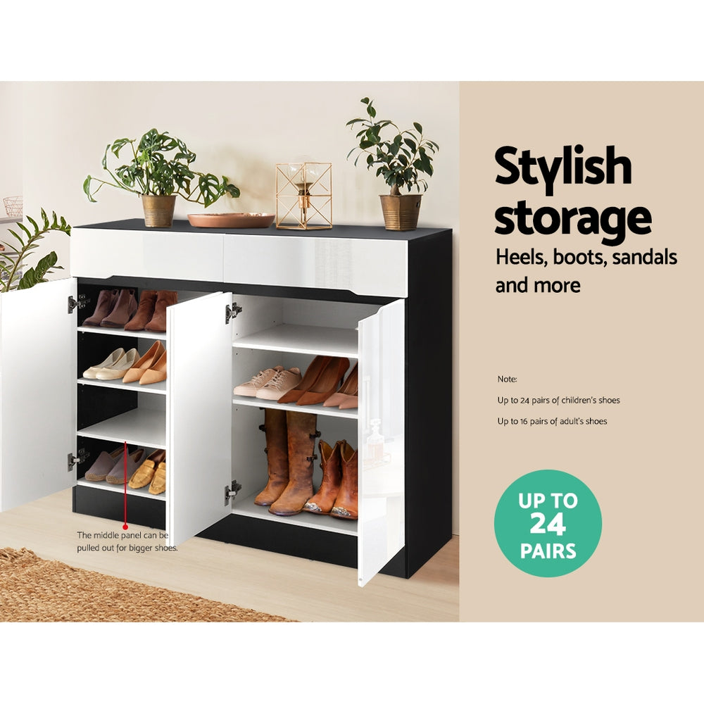 Artiss Shoe Rack Cabinet Storage 120cm w/ Drawer - White Lydia-Shoe Storage Cabinets-PEROZ Accessories