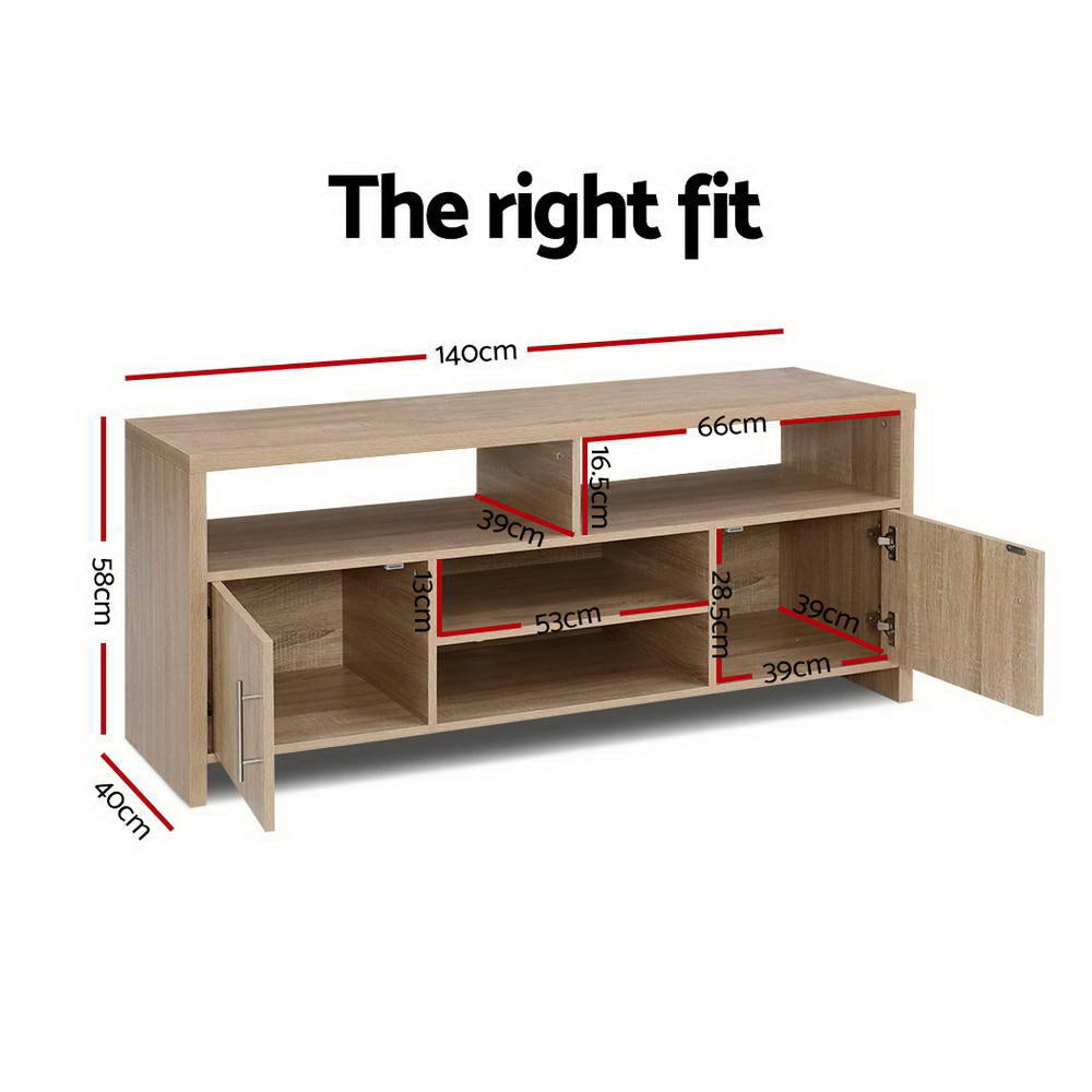 Artiss TV Cabinet Entertainment Unit 140cm Oak Ken-Entertainment Units-PEROZ Accessories