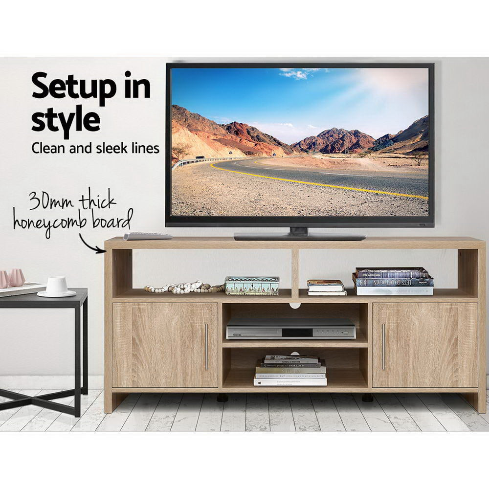 Artiss TV Cabinet Entertainment Unit 140cm Oak Ken-Entertainment Units-PEROZ Accessories