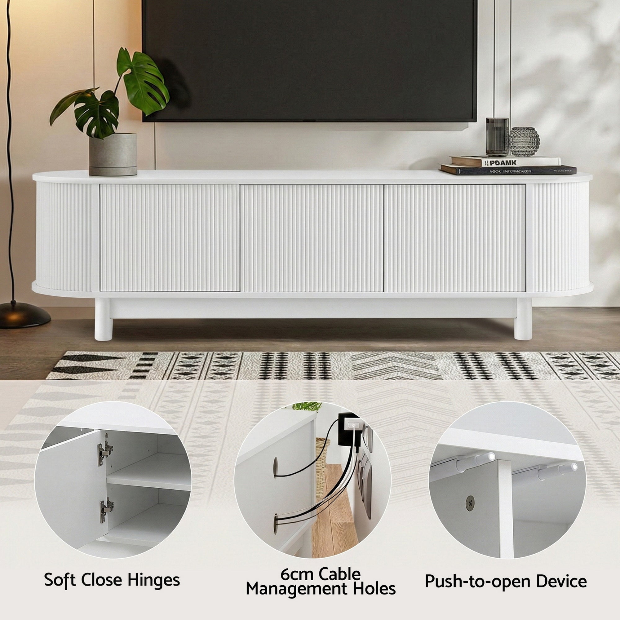 Artiss TV Unit Entertainment Unit Storage Cabinet 160cm White-Furniture > Living Room > TV Units-PEROZ Accessories