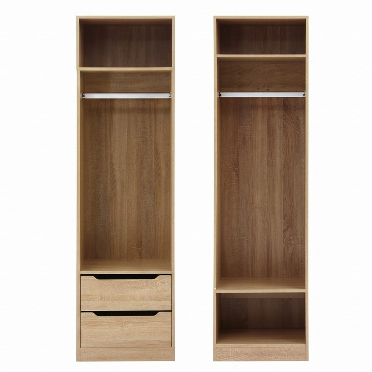 Artiss 2X Wardrobe Clothes Closet Storage Organiser Shelf Drawers Pine