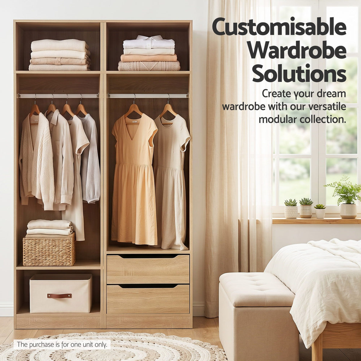 Artiss Wardrobe Clothes Closet Storage Organizer Shelf Pine-Home & Garden > Storage > Clothing & Wardrobe Storage-PEROZ Accessories