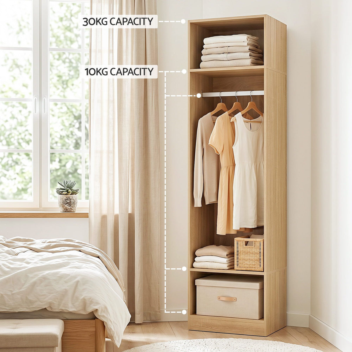 Artiss Wardrobe Clothes Closet Storage Organizer Shelf Pine-Home & Garden > Storage > Clothing & Wardrobe Storage-PEROZ Accessories