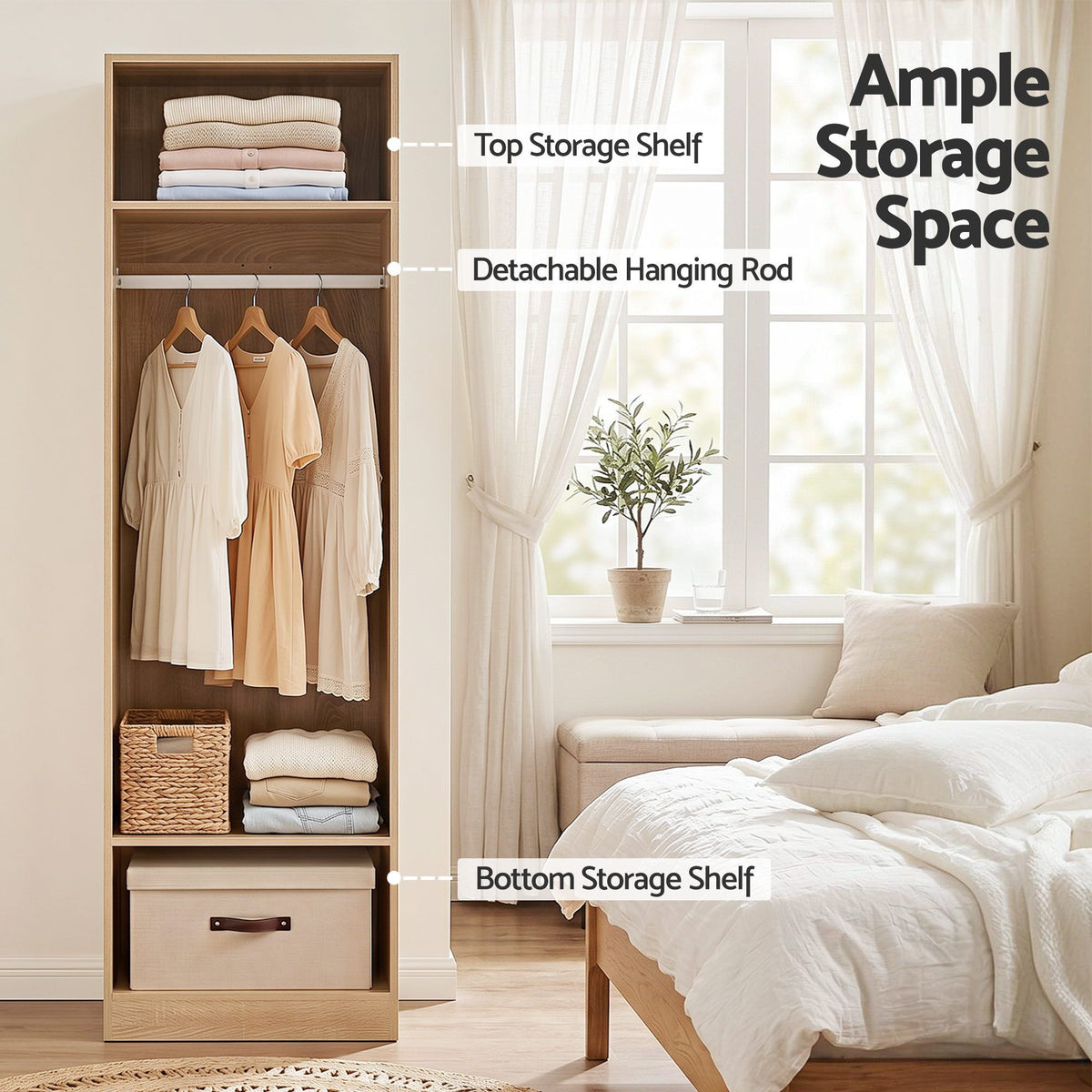 Artiss Wardrobe Clothes Closet Storage Organizer Shelf Pine-Home & Garden > Storage > Clothing & Wardrobe Storage-PEROZ Accessories