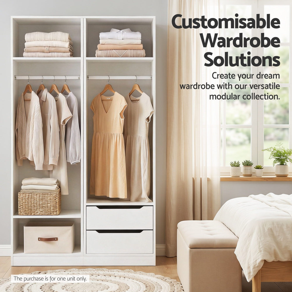 Artiss Wardrobe Clothes Closet Storage Organizer Shelf White-Home & Garden > Storage > Clothing & Wardrobe Storage-PEROZ Accessories