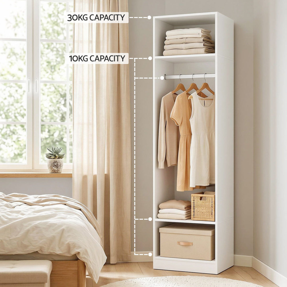 Artiss Wardrobe Clothes Closet Storage Organizer Shelf White-Home & Garden > Storage > Clothing & Wardrobe Storage-PEROZ Accessories