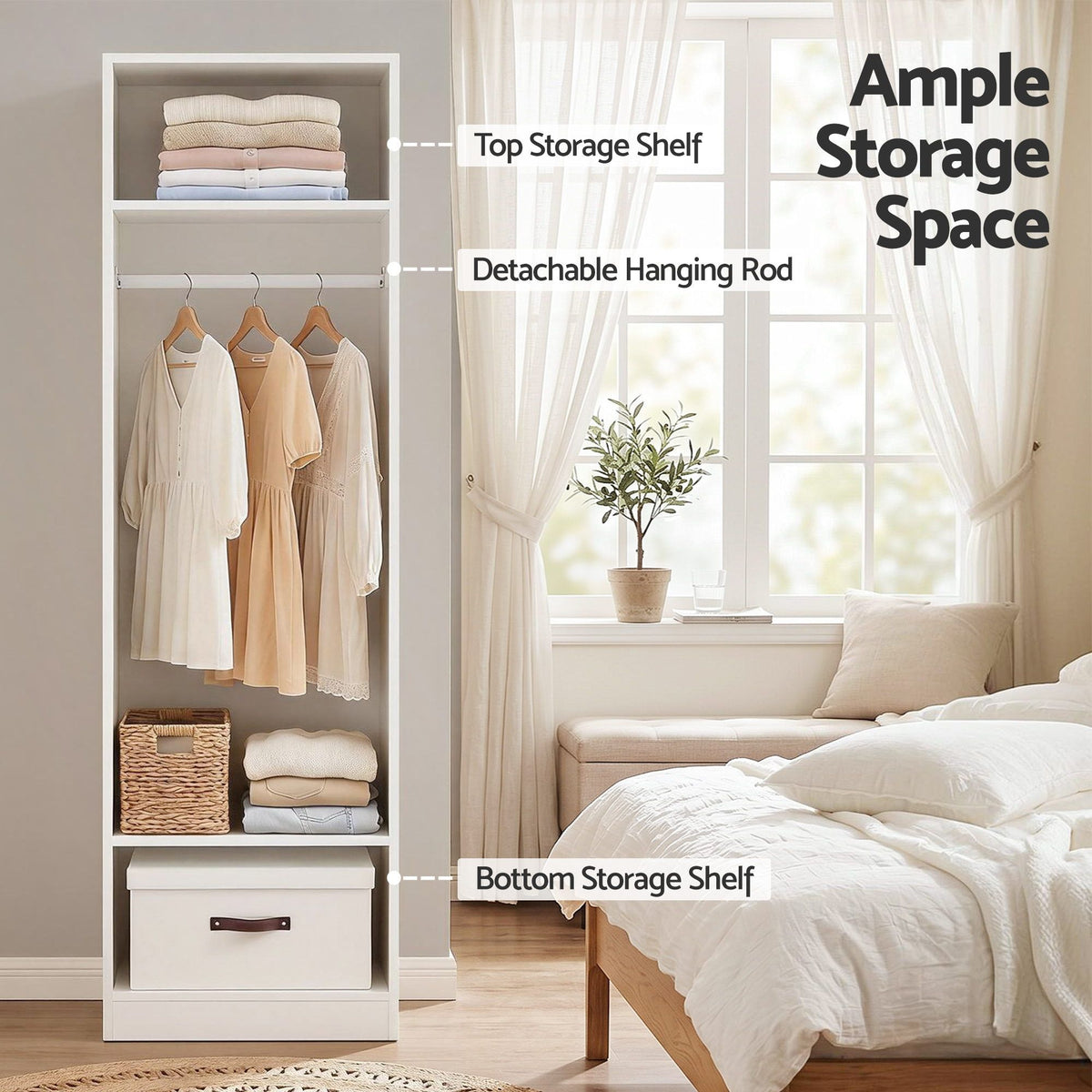 Artiss Wardrobe Clothes Closet Storage Organizer Shelf White-Home & Garden > Storage > Clothing & Wardrobe Storage-PEROZ Accessories