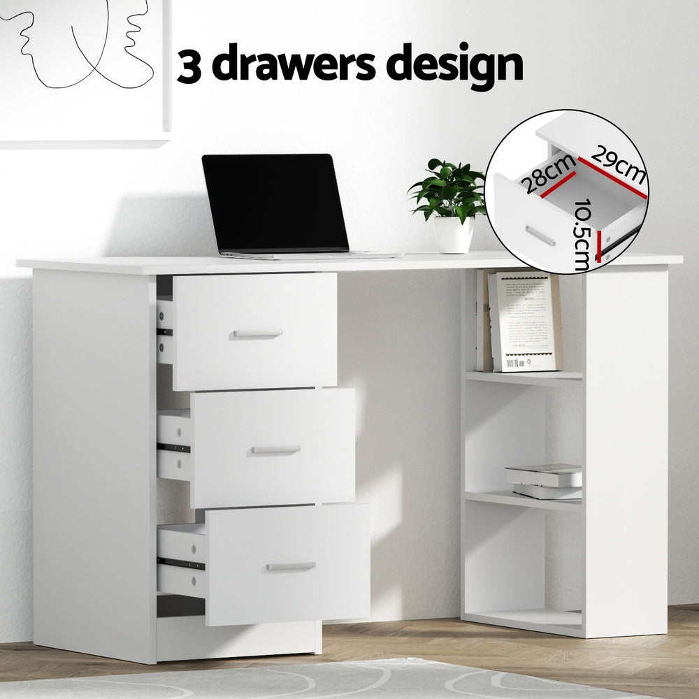 Artiss Computer Desk 120cm Executive Office Chair Set PU Leather High Back White-Furniture > Office > Desks-PEROZ Accessories