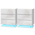 Artiss 2x Bedside Table LED 3 Drawers - MORI White-Furniture > Bedroom > Bedside Tables-PEROZ Accessories