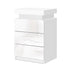 Artiss Bedside Table LED 3 Drawers - COLEY White-Bedside Tables-PEROZ Accessories