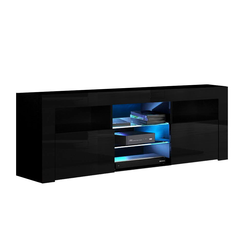 Artiss Entertainment Unit TV Cabinet LED 160cm Black Bobi-Entertainment Units-PEROZ Accessories